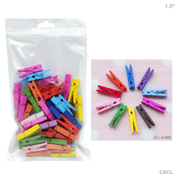 Small Colorful Wooden Clips - 50 Piece Pack (2Inch)