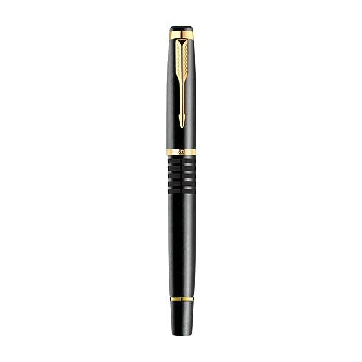 Parker Ellipse Royal Matte Black Rings Gold Trim Rollerball Pen